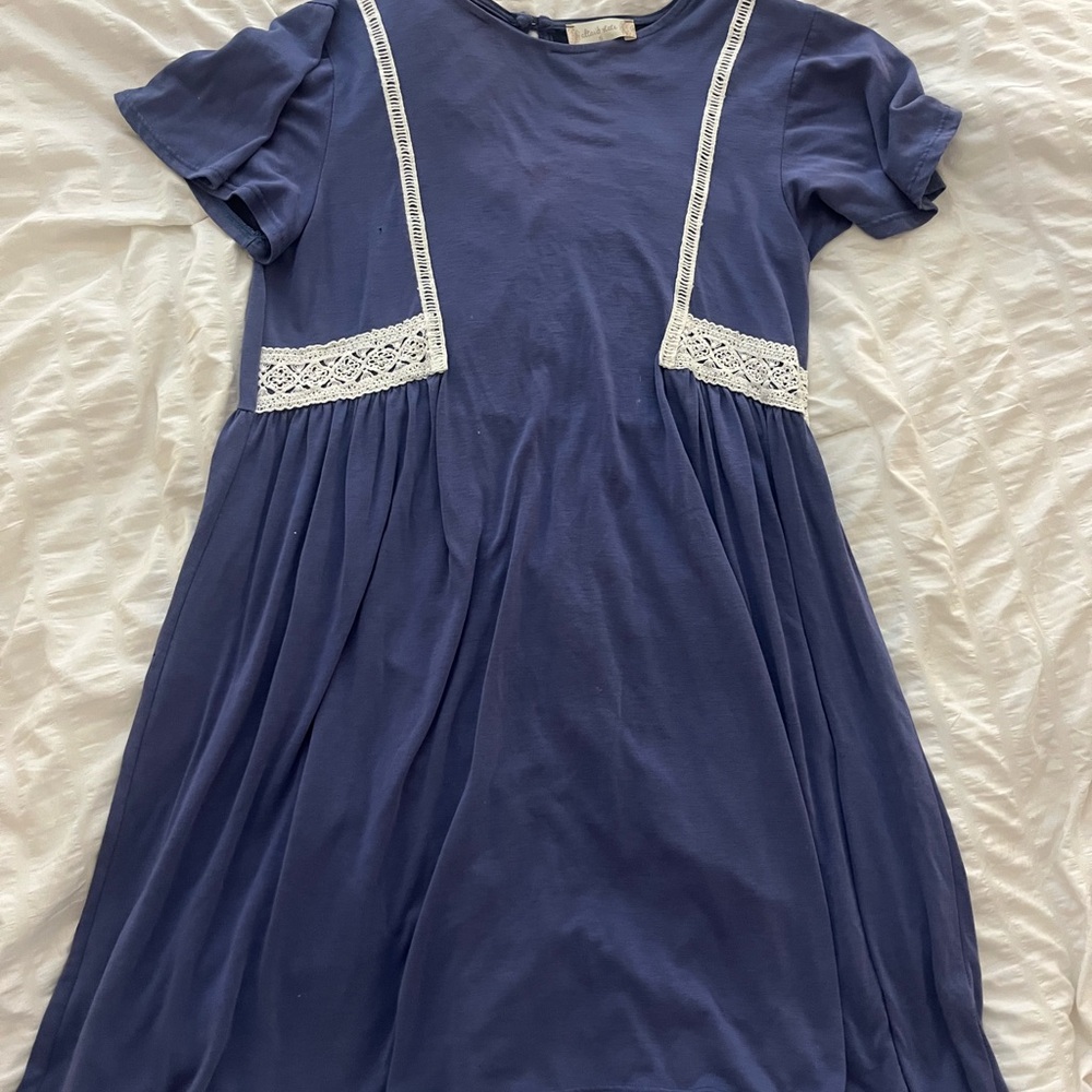 Altar’d State Blue Dress with Lace Accents